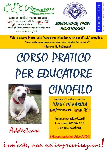 Corso Pratico Educatore Cinofilo 